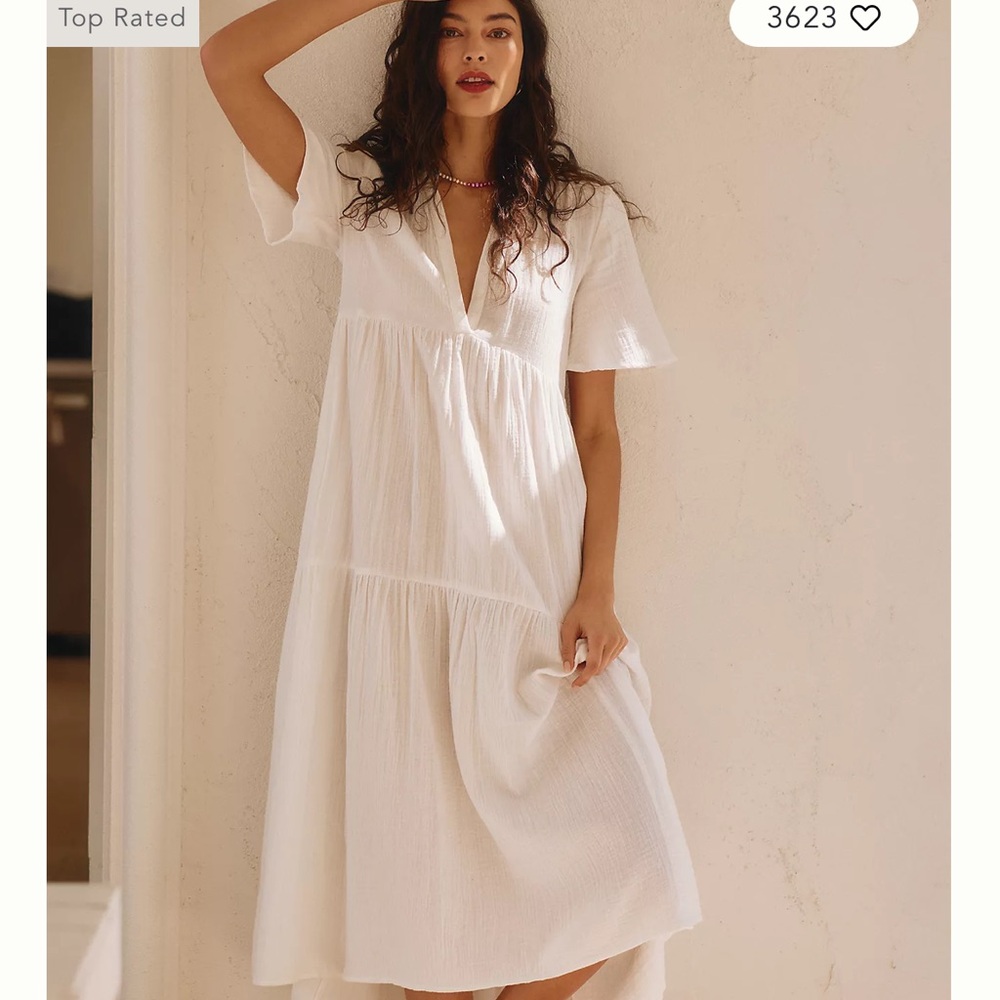 Anthropologie White Cotton Gauze  Maxi Dress Coverup